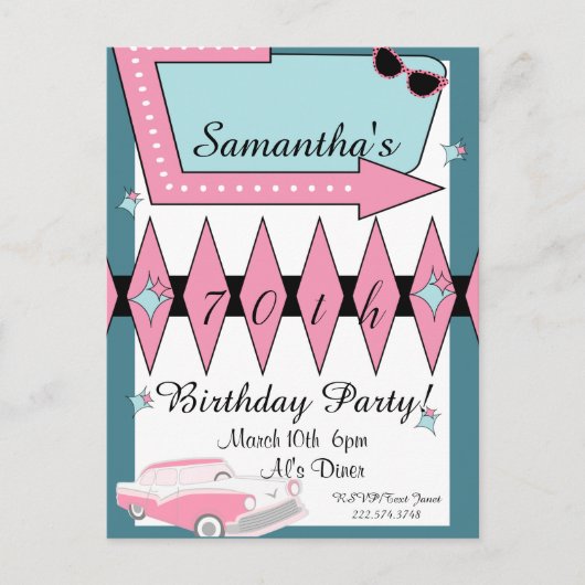 Retro Birthday in jedem Alter der 1950er Jahre Postkarte (Vorderseite)