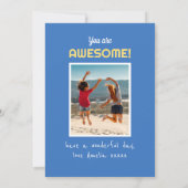 Retro Birthday Individuelle Name 2 Foto Blau grün Karte (Rückseite)