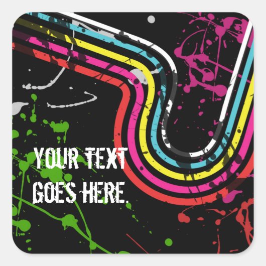 Retro Birthday Party der 80er Jahre bevorzugt Aufk Quadratischer Aufkleber (Vorderseite)