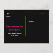 Retro Birthday Party der 80er Jahre Save the Date  Ankündigungspostkarte (Rückseite)