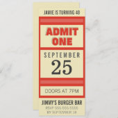 Retro Birthday Party Event Ticket Einladung (Vorne/Hinten)