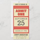 Retro Birthday Party Event Ticket Einladung (Vorderseite)