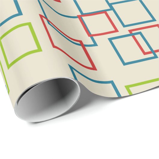 Retro Birthday Party Squares Wrapping Paper Geschenkpapier (Rolleneckpunkt)