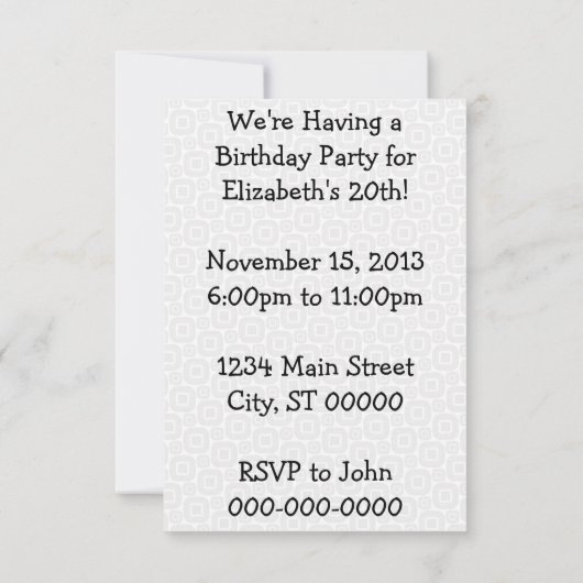 Retro Birthday Party V2 Einladung (Rückseite)