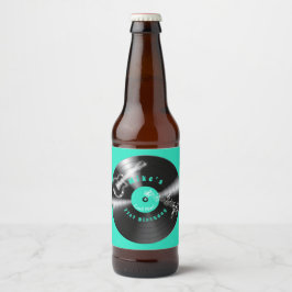  Retro Birthday Vinyl Record Rock Music Guitar   Bierflaschenetikett