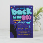 Retro Birthday Zurück zum 80er Neon Geburtstag Einladung (Stehend Vorderseite)