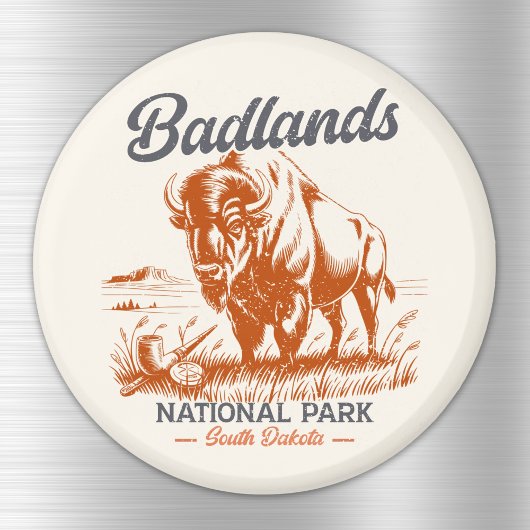 Retro Bison – Badlands National Park Magnet