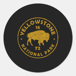 Retro Bison Yellowstone Nationalpark 1872 Wandern Runder Aufkleber