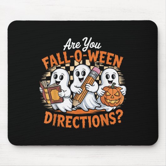 Retro Bist du Fall O Ween Anweisungen Geist Hallow Mousepad (Vorne)