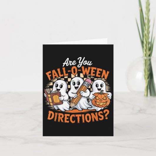 Retro Bist du Fall O Ween Richtungen Geist Hallowe Karte (Vorderseite)