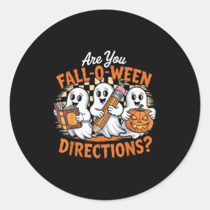 Retro Bist du Fall O Ween Richtungen Geist Hallowe Runder Aufkleber