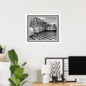 Retro-Bistroplakat in S/W 20 x 24 Poster (Heimbüro)