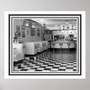 Retro-Bistroplakat in S/W 20 x 24 Poster