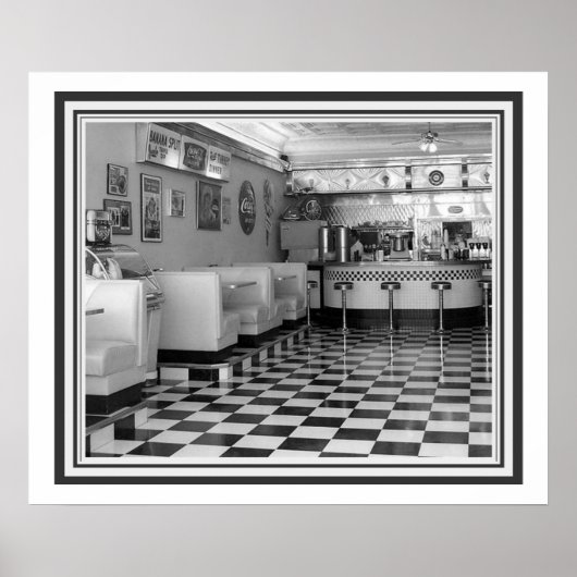 Retro-Bistroplakat in S/W 20 x 24 Poster (Vorne)