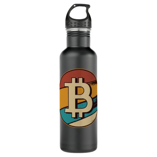 Retro-Bitcoin-Logo Edelstahlflasche (Vorderseite)