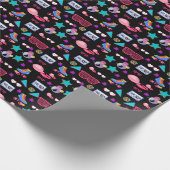 Retro black 80s Costume Vibrant culture pop Geschenkpapier (Ecke)