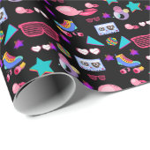 Retro black 80s Costume Vibrant culture pop Geschenkpapier (Rolleneckpunkt)
