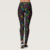 Retro Black and Neon Doodle Pattern der 80er/90er Leggings (Rückseite)