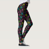 Retro Black and Neon Doodle Pattern der 80er/90er Leggings (Rechts)