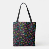 Retro Black and Neon Doodle Pattern der 80er/90er  Tasche (Rückseite)