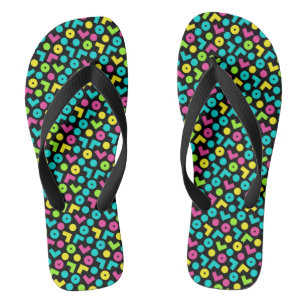 Retro Black and Neon Pattern der 80er/90er Jahre Badesandalen