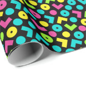 Retro Black and Neon Pattern der 80er/90er Jahre Geschenkpapier (Rolleneckpunkt)
