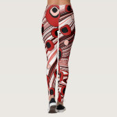 Retro Black and Red Groovy und Niedliche Wavy Art Leggings (Rückseite)