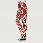Retro Black and Red Groovy und Niedliche Wavy Art Leggings (Links)