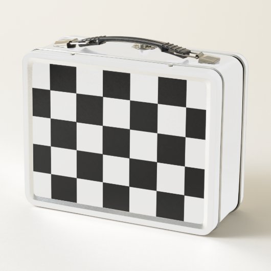 Retro Black and White Checkerboard Drinks Coasters Metall Brotdose (Rückseite)