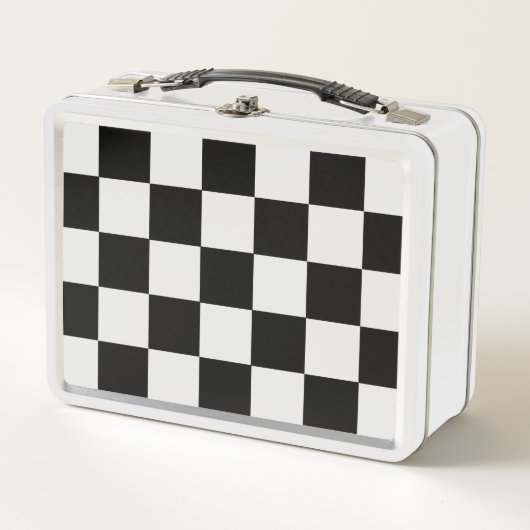 Retro Black and White Checkerboard Drinks Coasters Metall Brotdose (Vorderseite)