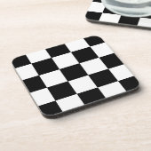 Retro Black and White Checkerboard Drinks Coasters Untersetzer (Linke Seite)