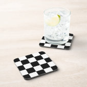 Retro Black and White Checkerboard Drinks Coasters Untersetzer (Rechte Seite)