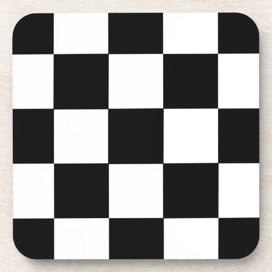 Retro Black and White Checkerboard Drinks Coasters Untersetzer (Vorderseite)