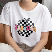 Retro Black and White Checkered Apple Lehrer T-Shirt