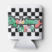 Retro Black and White Checkered Weihnachtsschrei Dosenkühler (Rückseite)