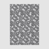 Retro Black and White Chic Folk Flowers Pattern Seidenpapier (Vorderseite)