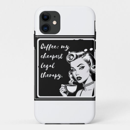Retro black and white design with the phrase “Coff Case-Mate iPhone Hülle (Rückseite)