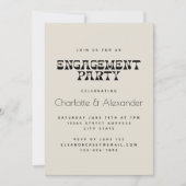 Retro Black and White Elegante Engagement Party Einladung (Vorderseite)