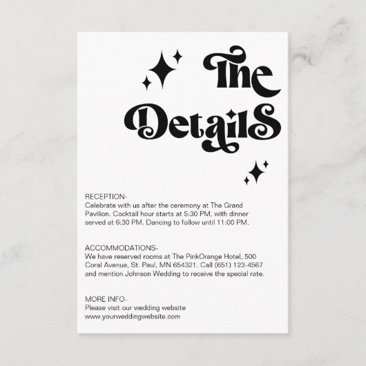 Retro Black and White Groovy Bold Script Wedding Begleitkarte (Vorderseite)