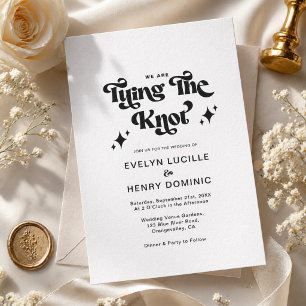 Retro Black and White Groovy Bold Script Wedding Einladung