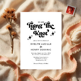 Retro Black and White Groovy Bold Script Wedding Einladung