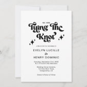 Retro Black and White Groovy Bold Script Wedding Einladung (Vorderseite)