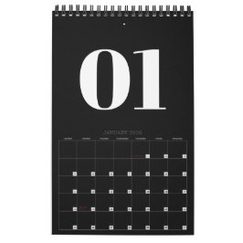 Retro Black and White No Photo 2026 Kalender