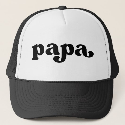 Retro Black and White Papa Truckerkappe (Vorderseite)