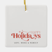 Retro Black and White Sibling Christmas Holiday Keramikornament (Vorderseite)