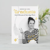 Retro Black and White Sparkle Abschluss Folieneinladung (Stehend vorne)