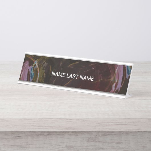 Retro Black Atomic Abstrakt Schreibtischnamensplakette (Vorderseite )