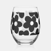 Retro Black Big Daisy-Blume Weinglas Ohne Stiel (Links)