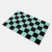 Retro Black Blue Karos Checkerboard-Muster Fußmatte (Schrägansicht)