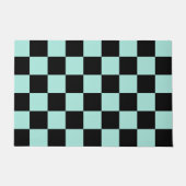 Retro Black Blue Karos Checkerboard-Muster Fußmatte (Vorderseite)